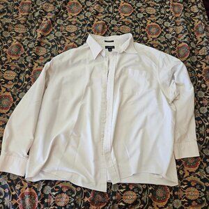 Land's End Men's Dress Shirt White 19-19 1/2  Big